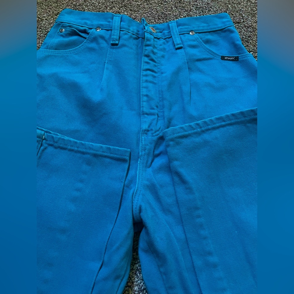VTG Wrangler Bright Blue Turquoise 80’s-90’s high waist riding jeans - Picture 5 of 8